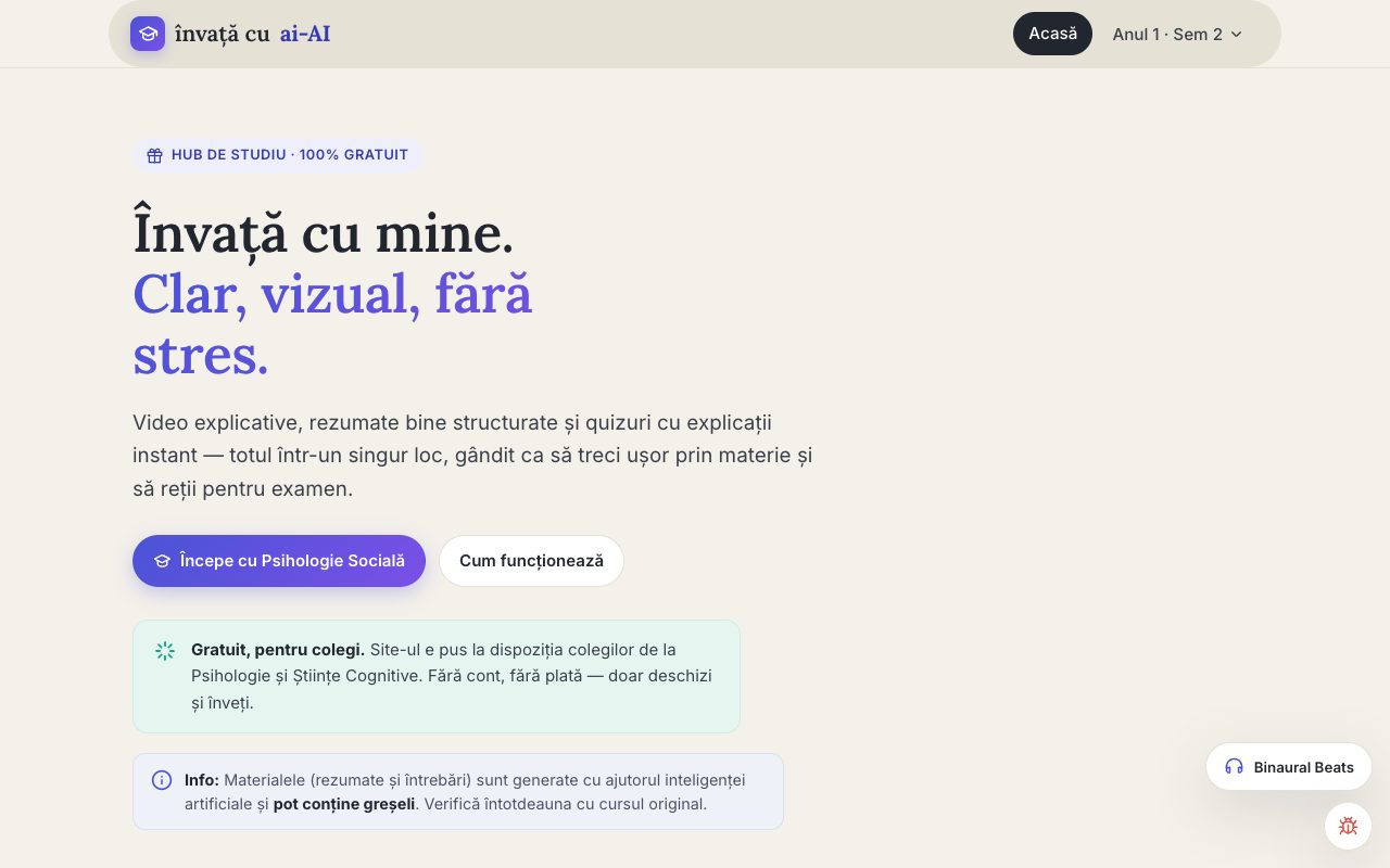 învață cu ai-AI — hub de studiu